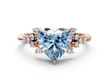 Rose gold Fancy Blue Heart Cut Diamond Ring with Side Stones and Four-Prong Setting_92