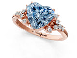 Rose gold Fancy Blue Heart Cut Diamond Ring with Side Stones and Four-Prong Setting_93