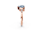 Rose gold Fancy Blue Heart Cut Diamond Ring with Side Stones and Four-Prong Setting_94