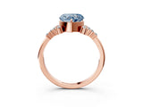 Rose gold Fancy Blue Heart Cut Diamond Ring with Side Stones and Four-Prong Setting_95