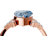 Rose gold Fancy Blue Heart Cut Diamond Ring with Side Stones and Four-Prong Setting_96