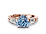 Rose gold Fancy Blue Heart  Cut Diamond Ring with Tapered Baguette Side Stones in Four-Prong Setting_3