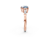 Rose gold Fancy Blue Heart  Cut Diamond Ring with Tapered Baguette Side Stones in Four-Prong Setting_5