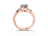 Rose gold Fancy Blue Heart  Cut Diamond Ring with Tapered Baguette Side Stones in Four-Prong Setting_6