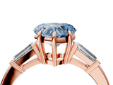 Rose gold Fancy Blue Heart  Cut Diamond Ring with Tapered Baguette Side Stones in Four-Prong Setting_7