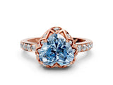 Rose gold Fancy Blue Heart Cut Diamond Scalloped Halo Engagement Ring with Round Shared Prong Band_12