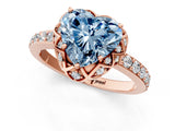 Rose gold Fancy Blue Heart Cut Diamond Scalloped Halo Engagement Ring with Round Shared Prong Band_13