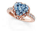 Rose gold Fancy Blue Heart Cut Diamond Scalloped Halo Engagement Ring with Round Shared Prong Band_25