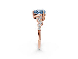 Rose gold Fancy Blue Heart Cut Diamond Scattered Round Accent Ring with Prong Setting_14