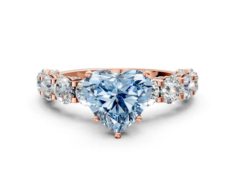Rose gold Fancy Blue Heart Cut Diamond Side Stone Engagement Ring with Four-Prong Setting_24
