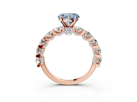 Rose gold Fancy Blue Heart Cut Diamond Side Stone Engagement Ring with Four-Prong Setting_27