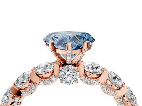 Rose gold Fancy Blue Heart Cut Diamond Side Stone Engagement Ring with Four-Prong Setting_28