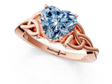 Rose gold Fancy Blue Heart Cut Diamond Solitaire Celtic Knot Ring with Four-Prong Setting_94