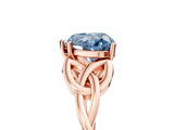 Rose gold Fancy Blue Heart Cut Diamond Solitaire Celtic Knot Ring with Four-Prong Setting_98