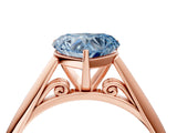 Rose gold Fancy Blue Heart Cut Diamond Solitaire Engagement Ring with Cathedral Setting and Four-Prong Mount_100