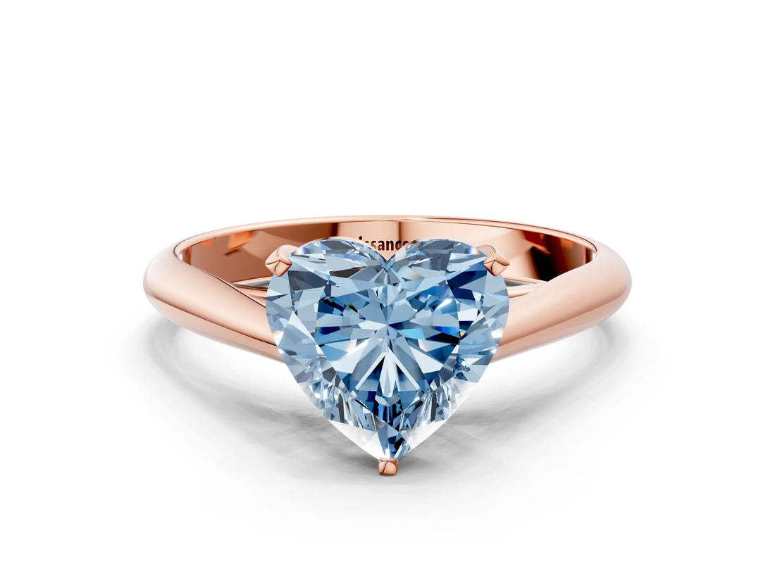 Rose gold Fancy Blue Heart Cut Diamond Solitaire Engagement Ring with Cathedral Setting and Four-Prong Mount_111