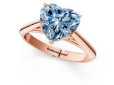 Rose gold Fancy Blue Heart Cut Diamond Solitaire Engagement Ring with Cathedral Setting and Four-Prong Mount_112
