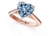 Rose gold Fancy Blue Heart Cut Diamond Solitaire Engagement Ring with Cathedral Setting and Four-Prong Mount_13