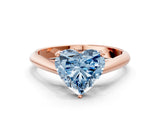 Rose gold Fancy Blue Heart Cut Diamond Solitaire Engagement Ring with Cathedral Setting and Four-Prong Mount_42