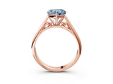 Rose gold Fancy Blue Heart Cut Diamond Solitaire Engagement Ring with Cathedral Setting and Four-Prong Mount_45