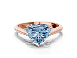 Rose gold Fancy Blue Heart Cut Diamond Solitaire Engagement Ring with Cathedral Setting and Four-Prong Mount_96