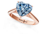 Rose gold Fancy Blue Heart Cut Diamond Solitaire Engagement Ring with Cathedral Setting and Four-Prong Mount_97