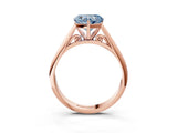 Rose gold Fancy Blue Heart Cut Diamond Solitaire Engagement Ring with Cathedral Setting and Four-Prong Mount_99