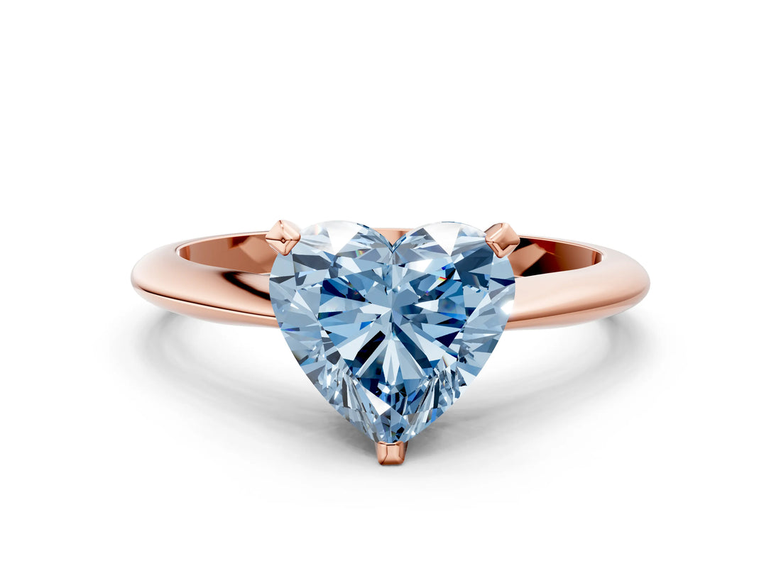 Rose gold Fancy Blue Heart Cut Diamond Solitaire Engagement Ring with Classic Band and Four-Prong Setting_24