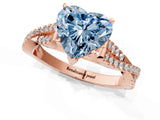 Rose gold Fancy Blue Heart Cut Diamond Solitaire Engagement Ring with Twisted Pavé Band and Four-Prong Setting_33