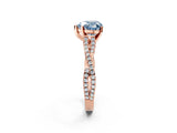 Rose gold Fancy Blue Heart Cut Diamond Solitaire Engagement Ring with Twisted Pavé Band and Four-Prong Setting_34