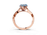 Rose gold Fancy Blue Heart Cut Diamond Solitaire Engagement Ring with Twisted Pavé Band and Four-Prong Setting_35