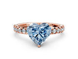 Rose gold Fancy Blue Heart Cut Diamond Solitaire Pavé Engagement Ring with Round Band and Prong Setting_14