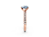 Rose gold Fancy Blue Heart Cut Diamond Solitaire Pavé Engagement Ring with Round Band and Prong Setting_58