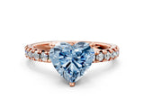 Rose gold Fancy Blue Heart Cut Diamond Solitaire Pavé Engagement Ring with Round Band and Prong Setting_74