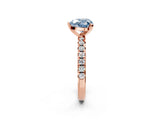 Rose gold Fancy Blue Heart Cut Diamond Solitaire Pavé Engagement Ring with Round Band and Prong Setting_76
