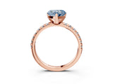 Rose gold Fancy Blue Heart Cut Diamond Solitaire Pavé Engagement Ring with Round Band and Prong Setting_77