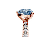 Rose gold Fancy Blue Heart Cut Diamond Solitaire Pavé Engagement Ring with Round Band and Prong Setting_79