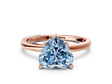 Rose gold Fancy Blue Heart Cut Diamond Solitaire Ring with Classic Band and Four-Prong Setting