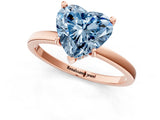Rose gold Fancy Blue Heart Cut Diamond Solitaire Ring with Classic Band and Four-Prong Setting_1