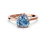 Rose gold Fancy Blue Heart Cut Diamond Solitaire Ring with Flower Prong Setting and Classic Band_12