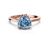 Rose gold Fancy Blue Heart Cut Diamond Solitaire Ring with Flower Prong Setting and Classic Band_36