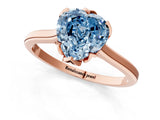 Rose gold Fancy Blue Heart Cut Diamond Solitaire Ring with Flower Prong Setting and Classic Band_37