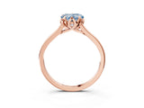 Rose gold Fancy Blue Heart Cut Diamond Solitaire Ring with Flower Prong Setting and Classic Band_39