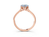 Rose gold Fancy Blue Heart Cut Diamond Solitaire Ring with Flower Prong Setting and Classic Band_72