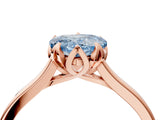 Rose gold Fancy Blue Heart Cut Diamond Solitaire Ring with Flower Prong Setting and Classic Band_73
