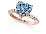 Rose gold Fancy Blue Heart Cut Diamond Solitaire Ring with Four-Prong Setting and Pavé Band_4