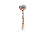 Rose gold Fancy Blue Heart Cut Diamond Solitaire Ring with Four-Prong Setting and Pavé Band_5