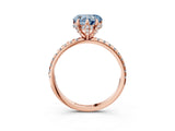 Rose gold Fancy Blue Heart Cut Diamond Solitaire Ring with Four-Prong Setting and Pavé Band_6