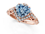 Rose gold Fancy Blue Heart Cut Diamond Solitaire Ring with Hidden Halo and Pavé Band_28