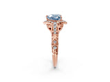 Rose gold Fancy Blue Heart Cut Diamond Solitaire Ring with Hidden Halo and Pavé Band_29